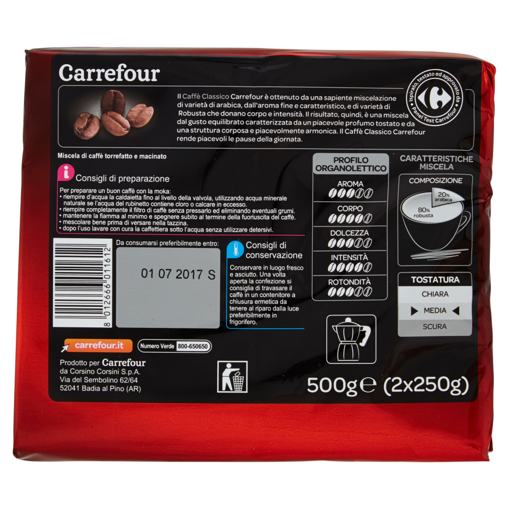 Carrefour Caffè classico Miscela tradizionale 2 x 250 g