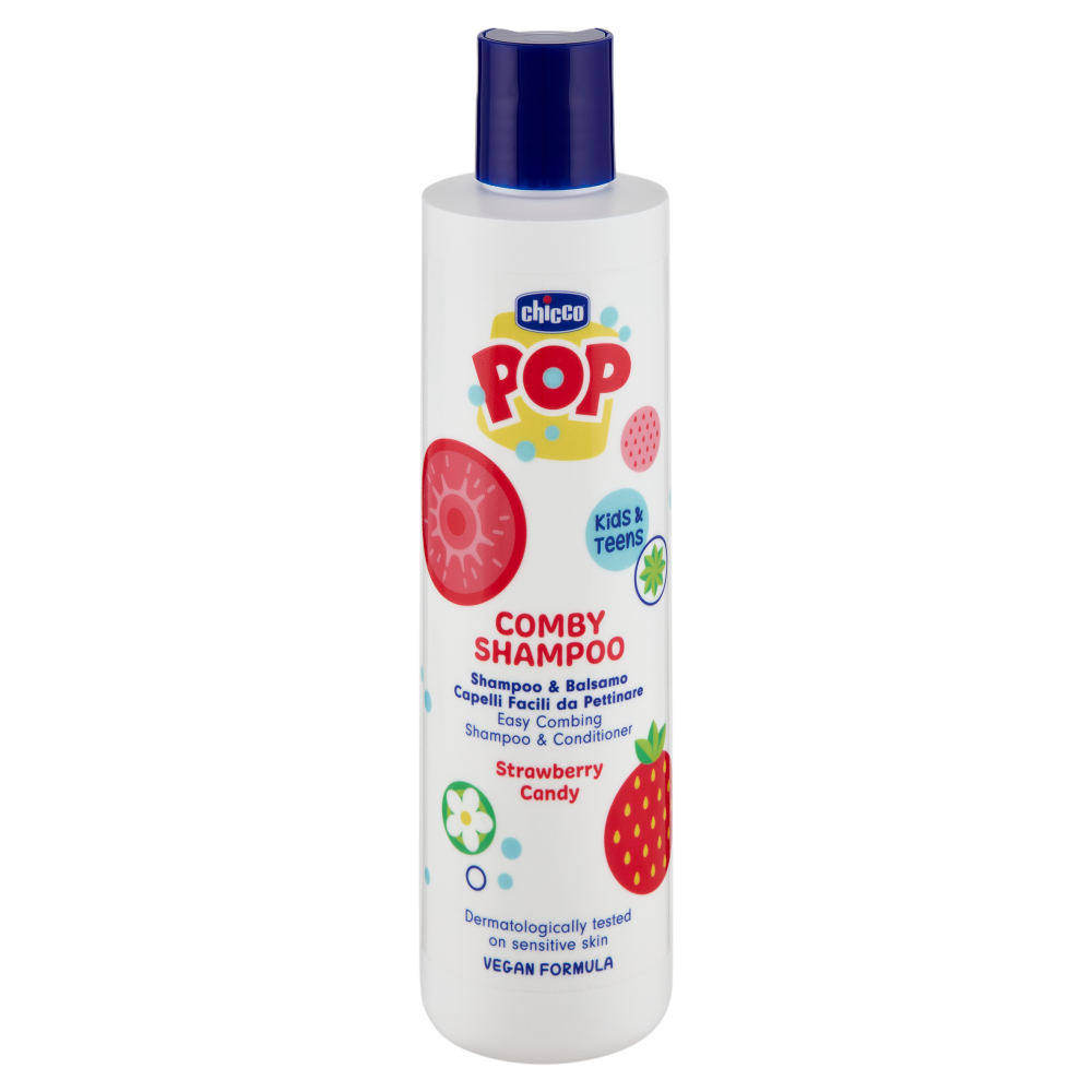 Chicco Pop Comby Shampoo & Balsamo Capelli Facili da Pettinare Strawberry Candy 250 mL