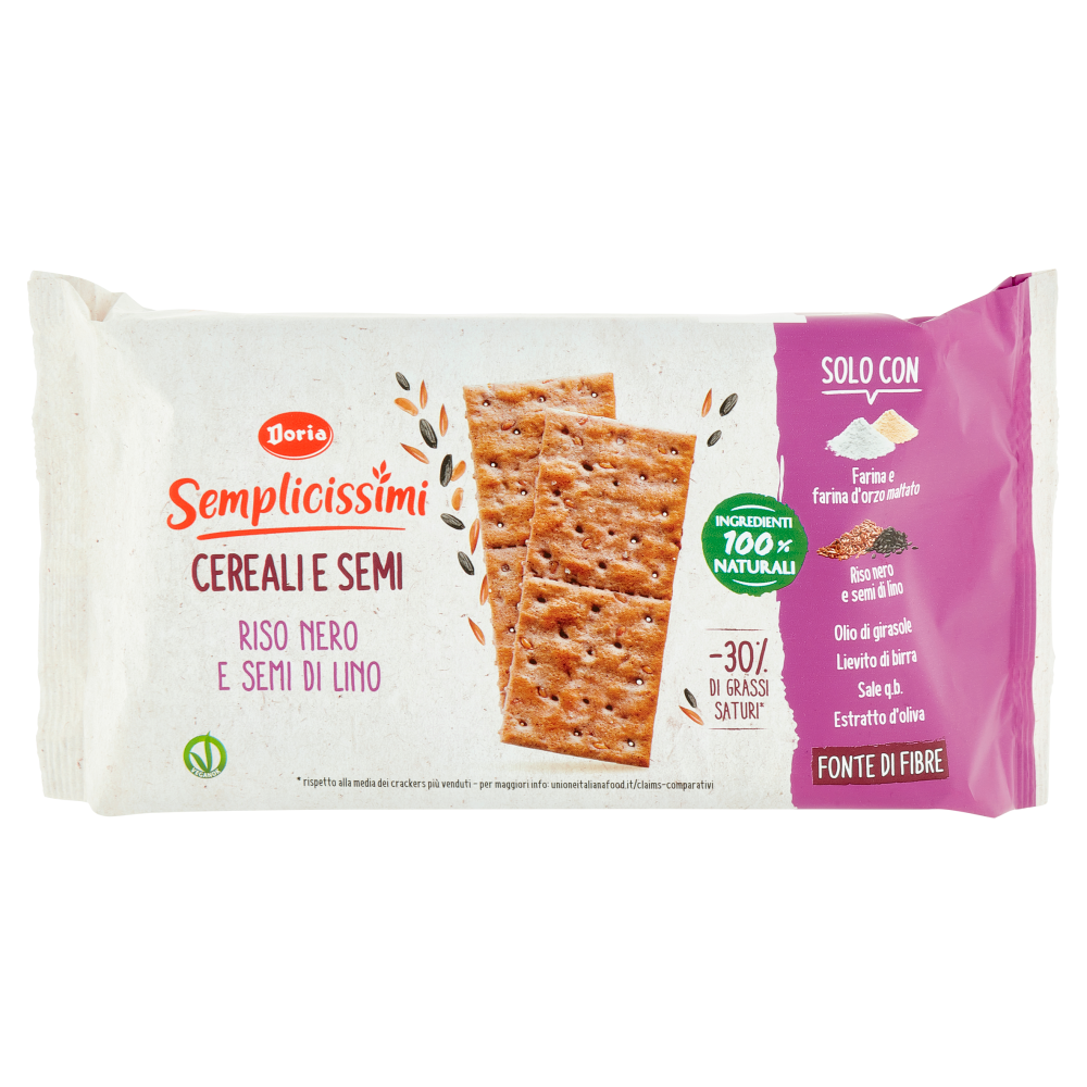Doria Semplicissimi Crackers Riso Nero e Semi di Lino - 245 g
