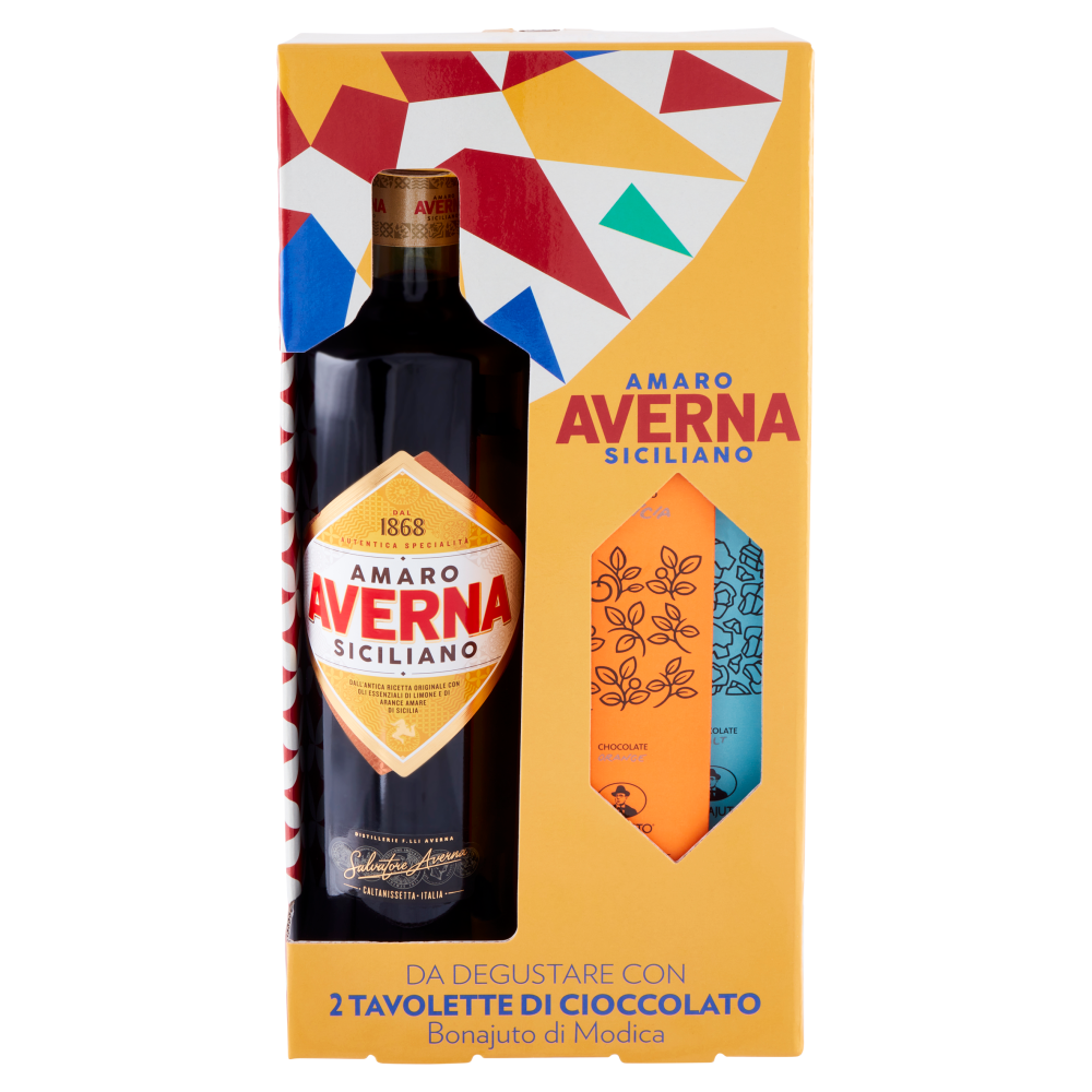 Averna Amaro Siciliano 70 cl + 2 Tavolette di Cioccolato Bonajuto di Modica