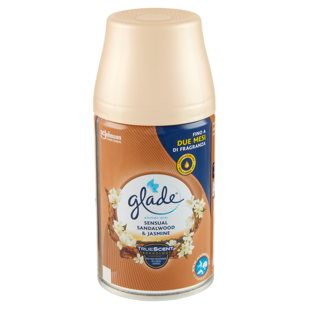 Glade Automatic Spray Ricarica, Profumatore per Ambienti, Fragranza Sensual Sandalwood&Jasmine 269ml