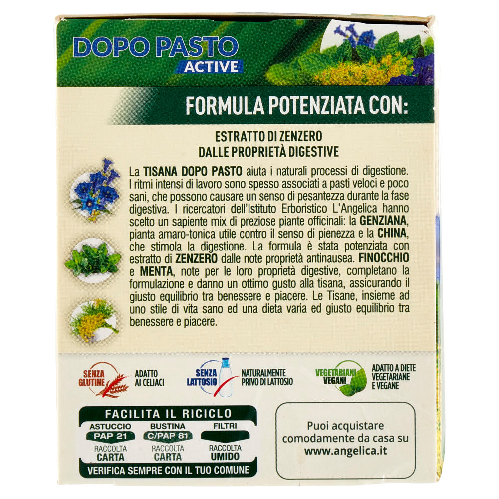 L'Angelica Le Tisane Dopo Pasto Active 18 Filtri 36 g