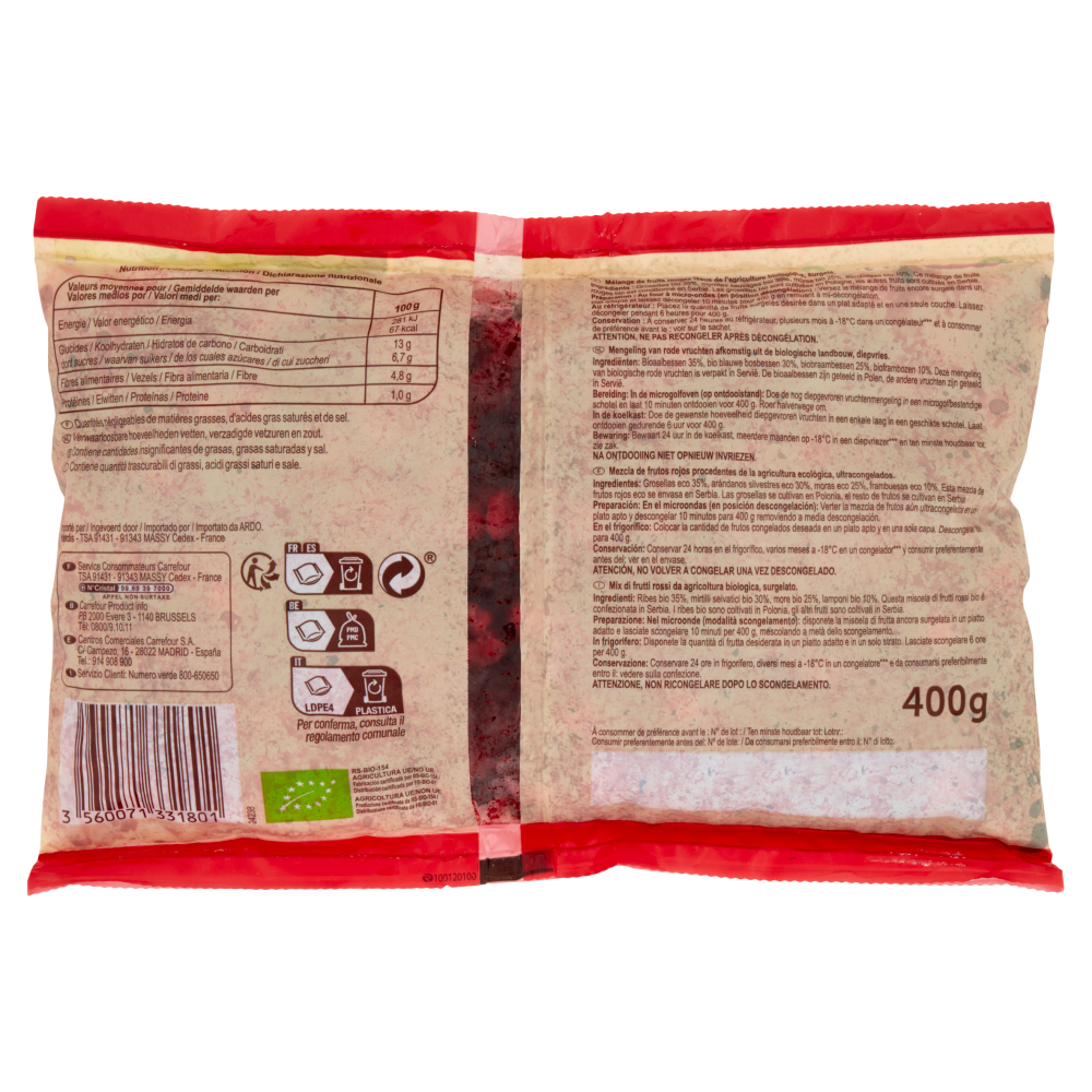 Carrefour Bio Mix di frutti rossi surgelato 400 g