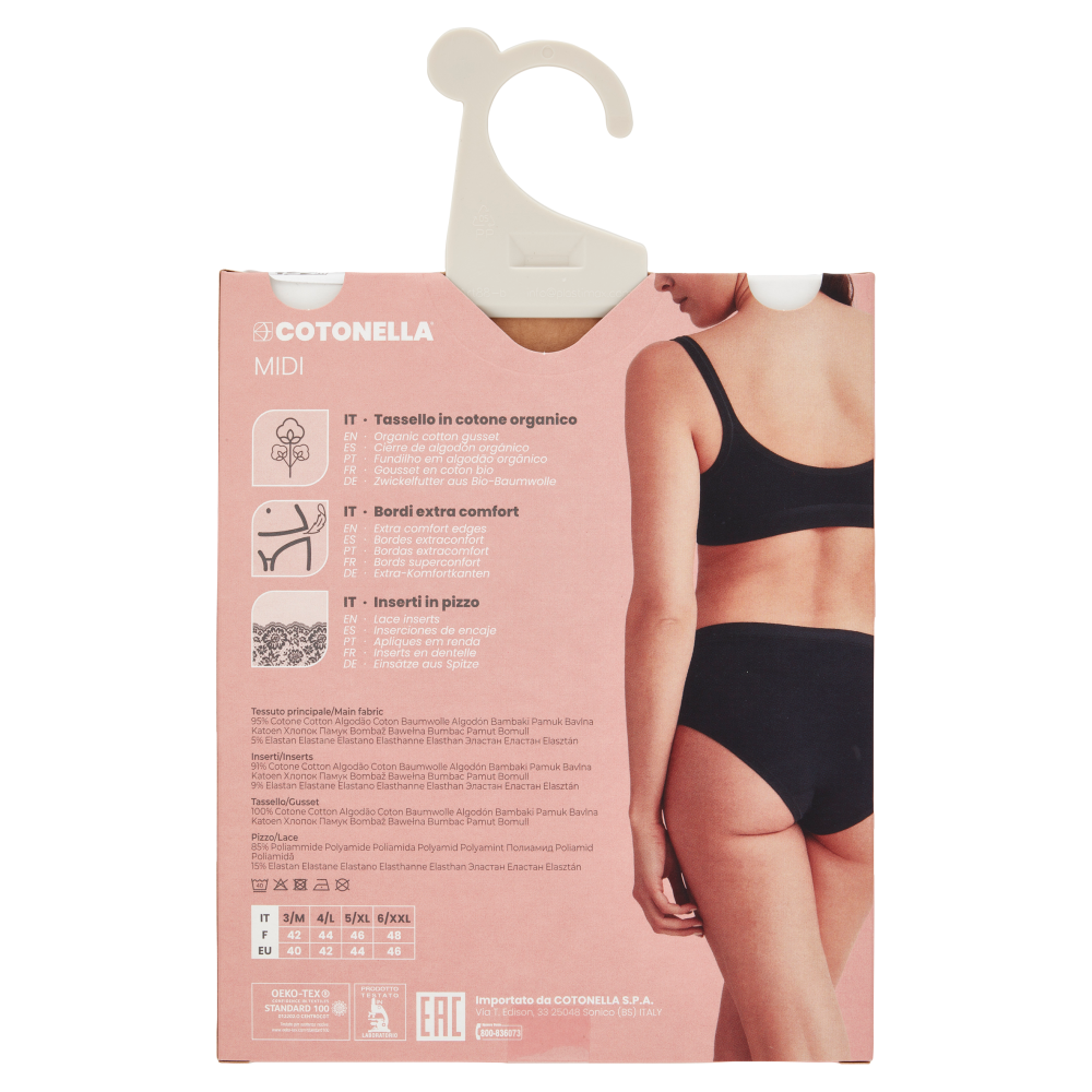 Cotonella Midi Seduction Pizzo e Cotone Tg. 4/L Bianco Art. AD178 1 pz