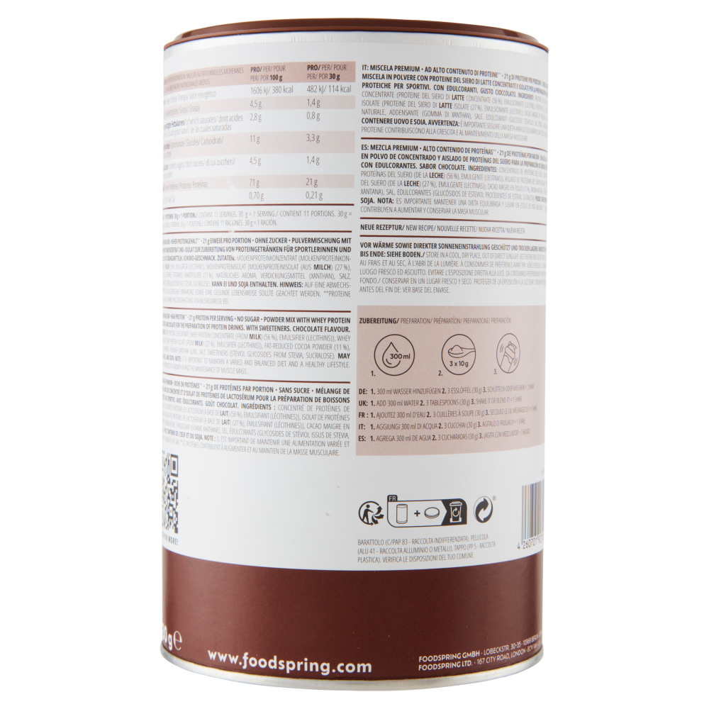 foodspring Whey Protein Chocolate Flavour 330 g