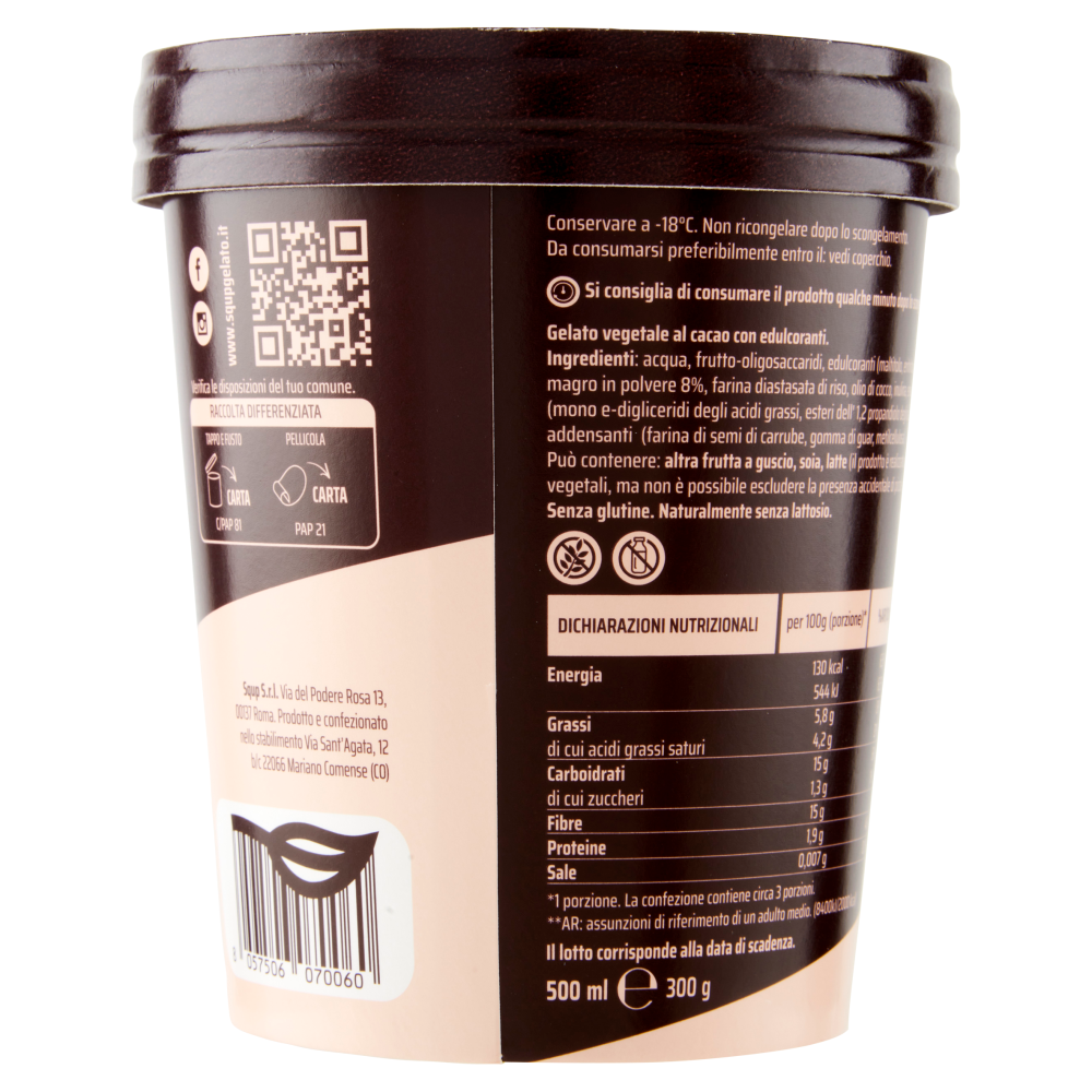 Squp Gelato 100% Vegetale Cacao 300 g
