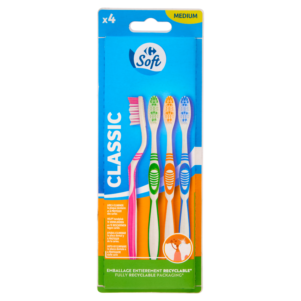 Carrefour Soft Classic Spazzolini da denti Medium 4 pz
