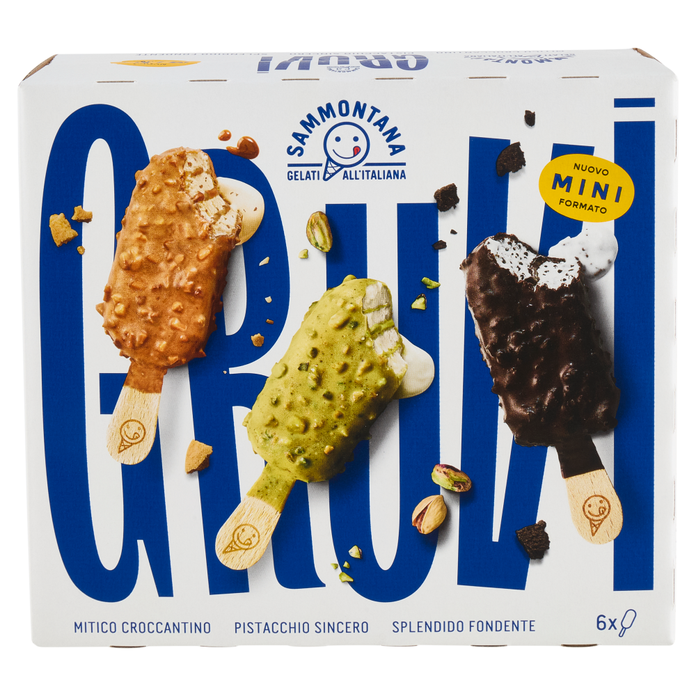 Sammontana Gruvi Mini Mitico Croccantino, Pistacchio Sincero, Splendido Fondente 6 x 37,5 g
