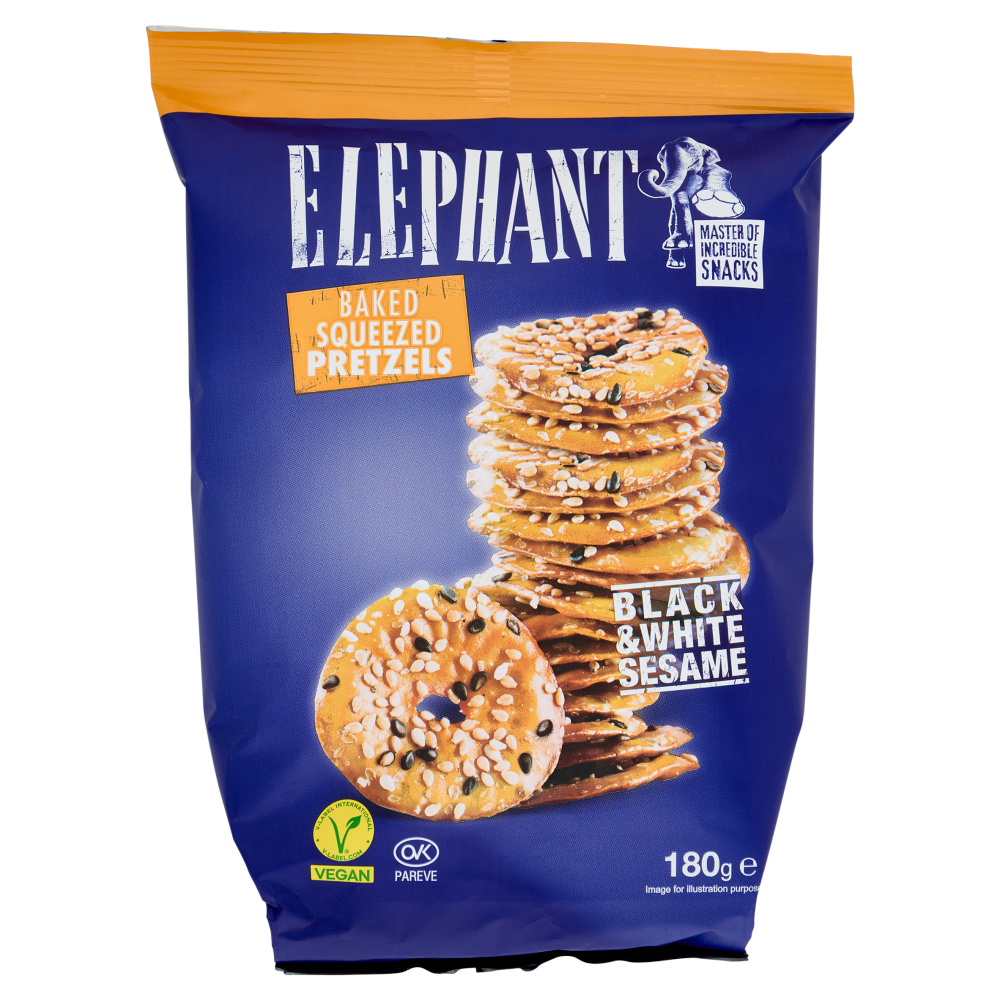 Elephant Baked Squeezed Pretzels Black & White Sesame 180 g