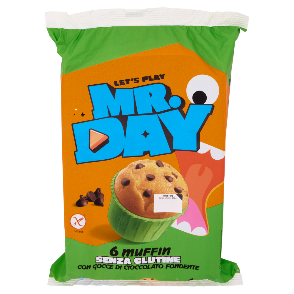 Mr.Day 6 Muffin Senza Glutine con Gocce di Cioccolato Fondente 6 x 42 g