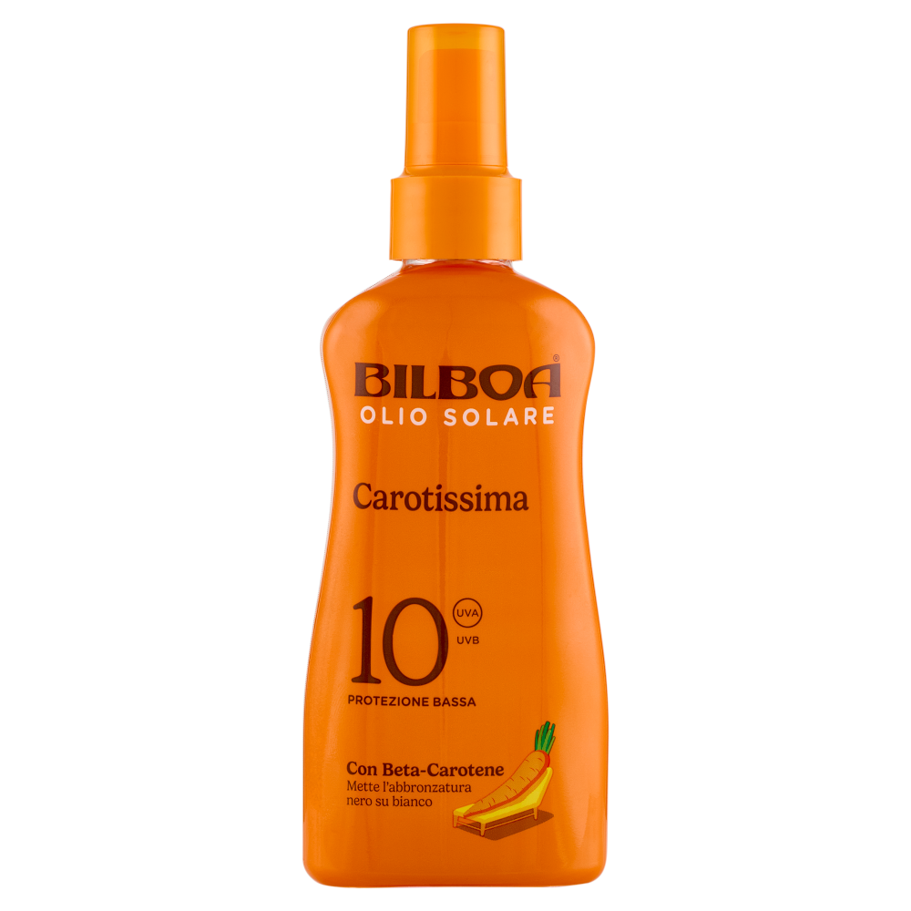 Bilboa Carotissima Olio Solare 10 Protezione Bassa con Beta-Carotene 200 ml