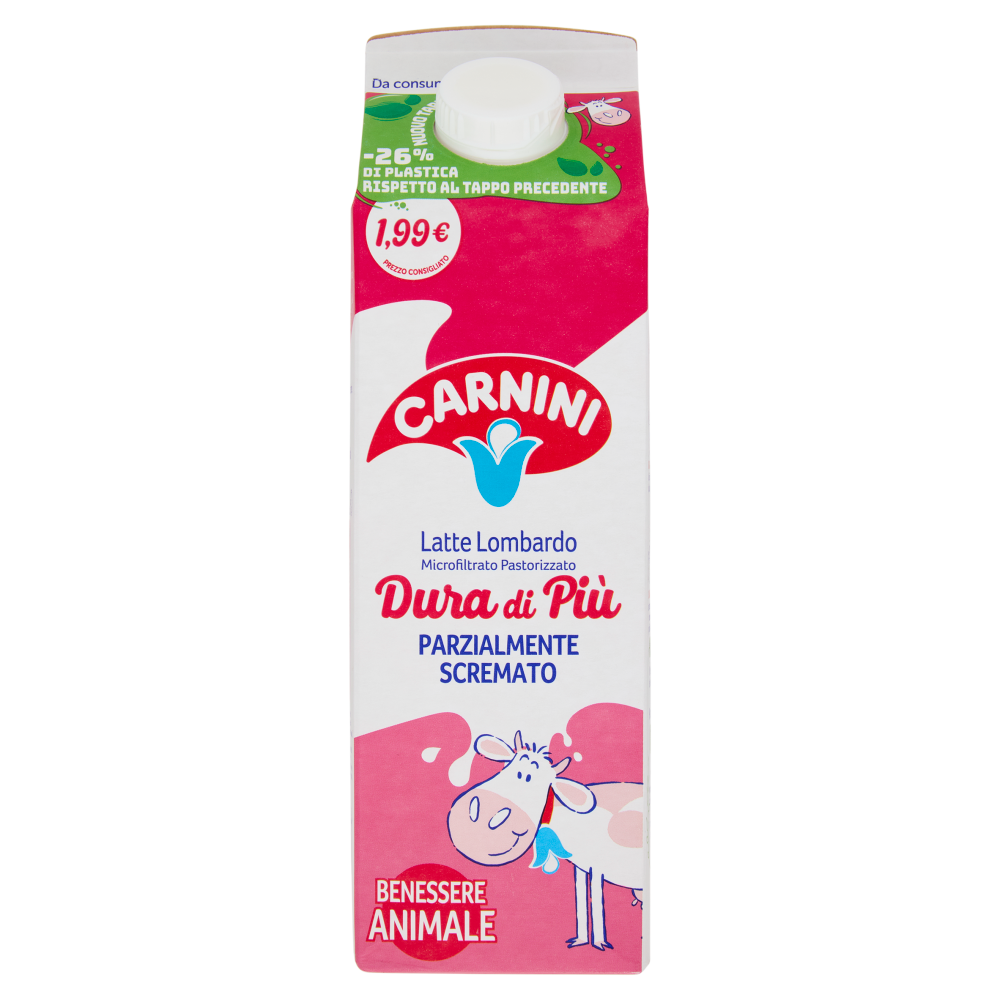 Carnini Latte Lombardo Microfiltrato Pastorizzato Dura di Più Parzialmente Scremato 1000 ml