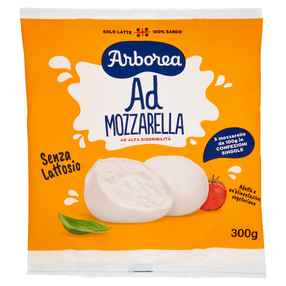 Arborea Ad Mozzarella ad Alta Digeribilit&agrave; Senza Lattosio 3 x 100 g