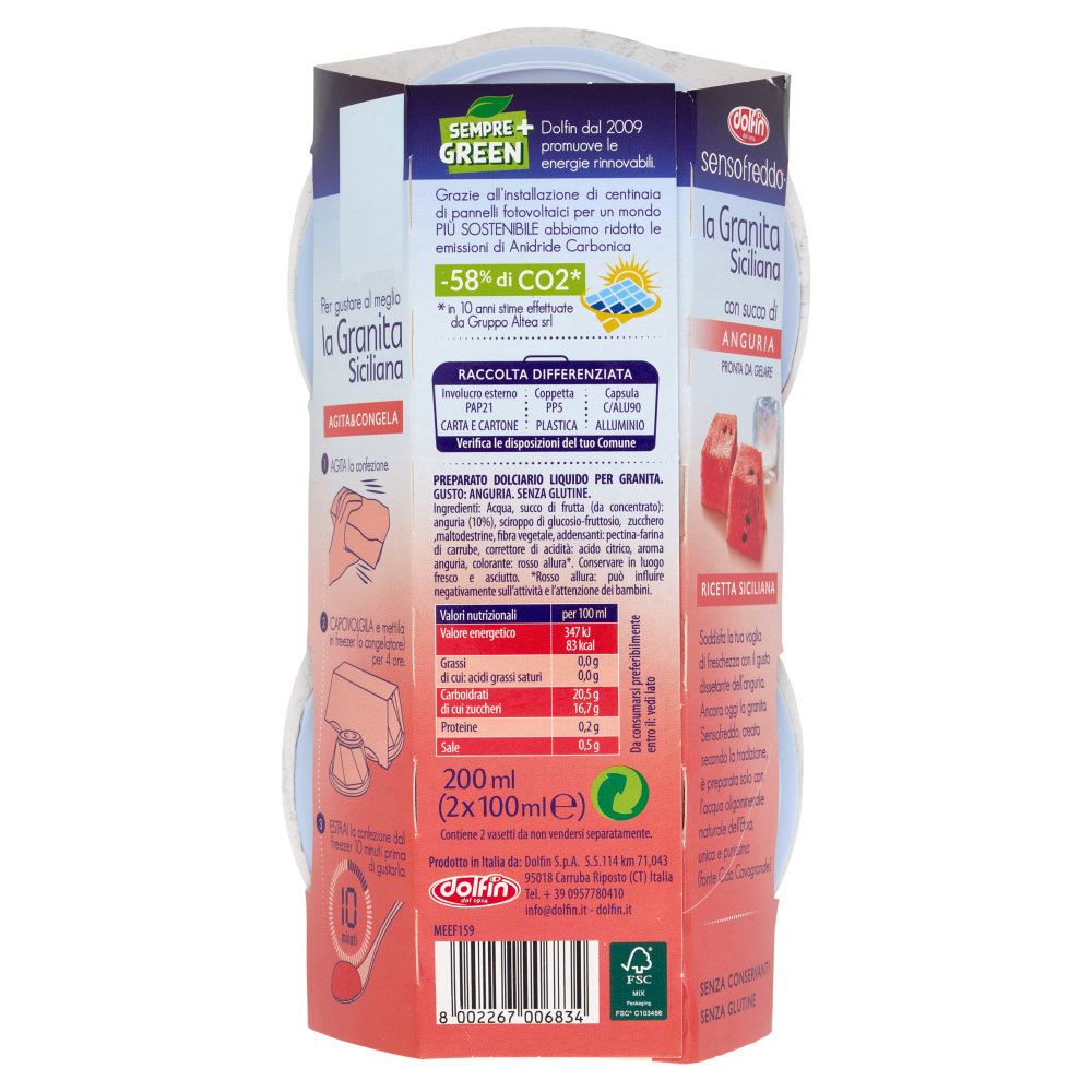 dolfin sensofreddo la Granita Siciliana con succo di Anguria 2 x 100 ml