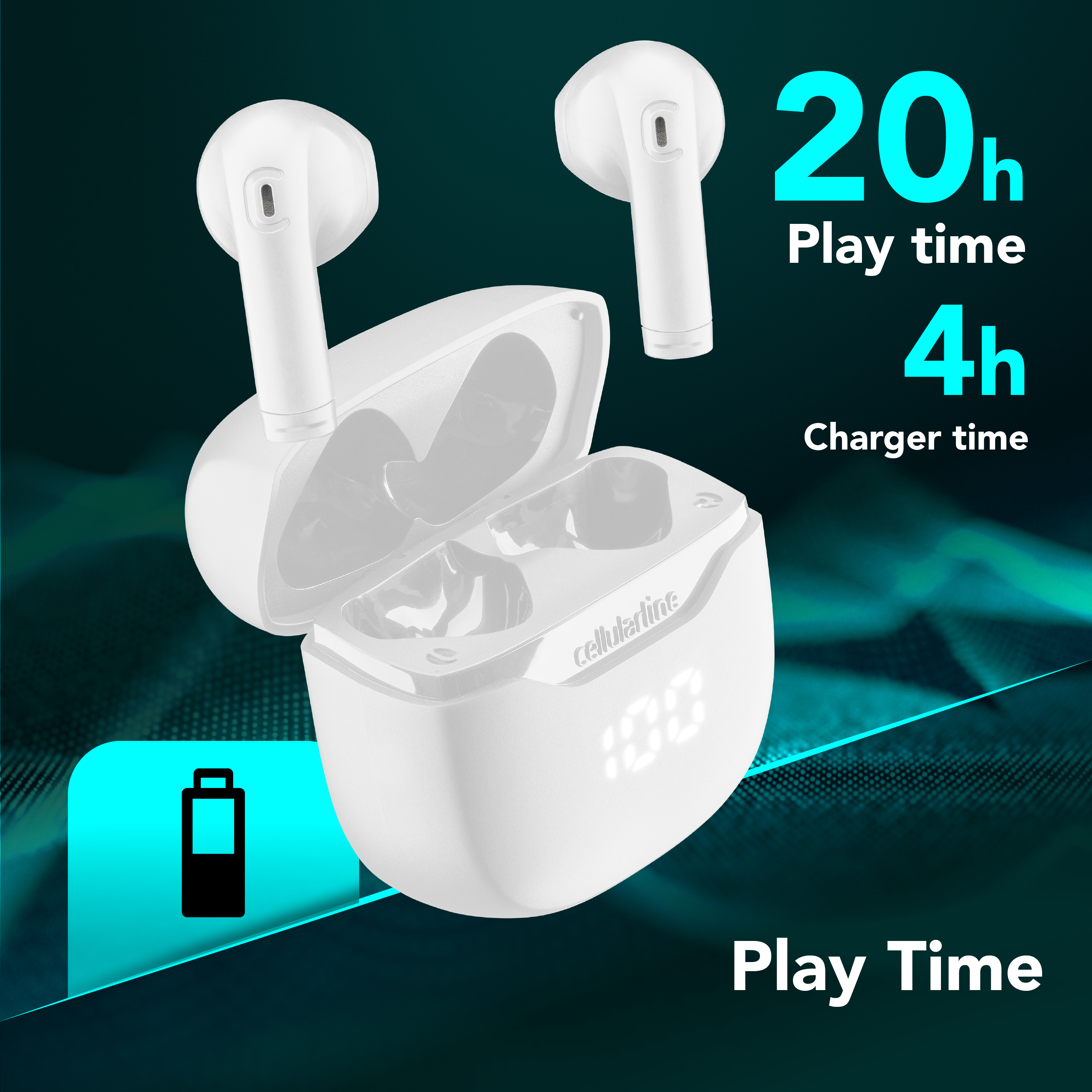 Cellularline Core Auricolare Bluetooth TWS con custodia di ricarica e display led