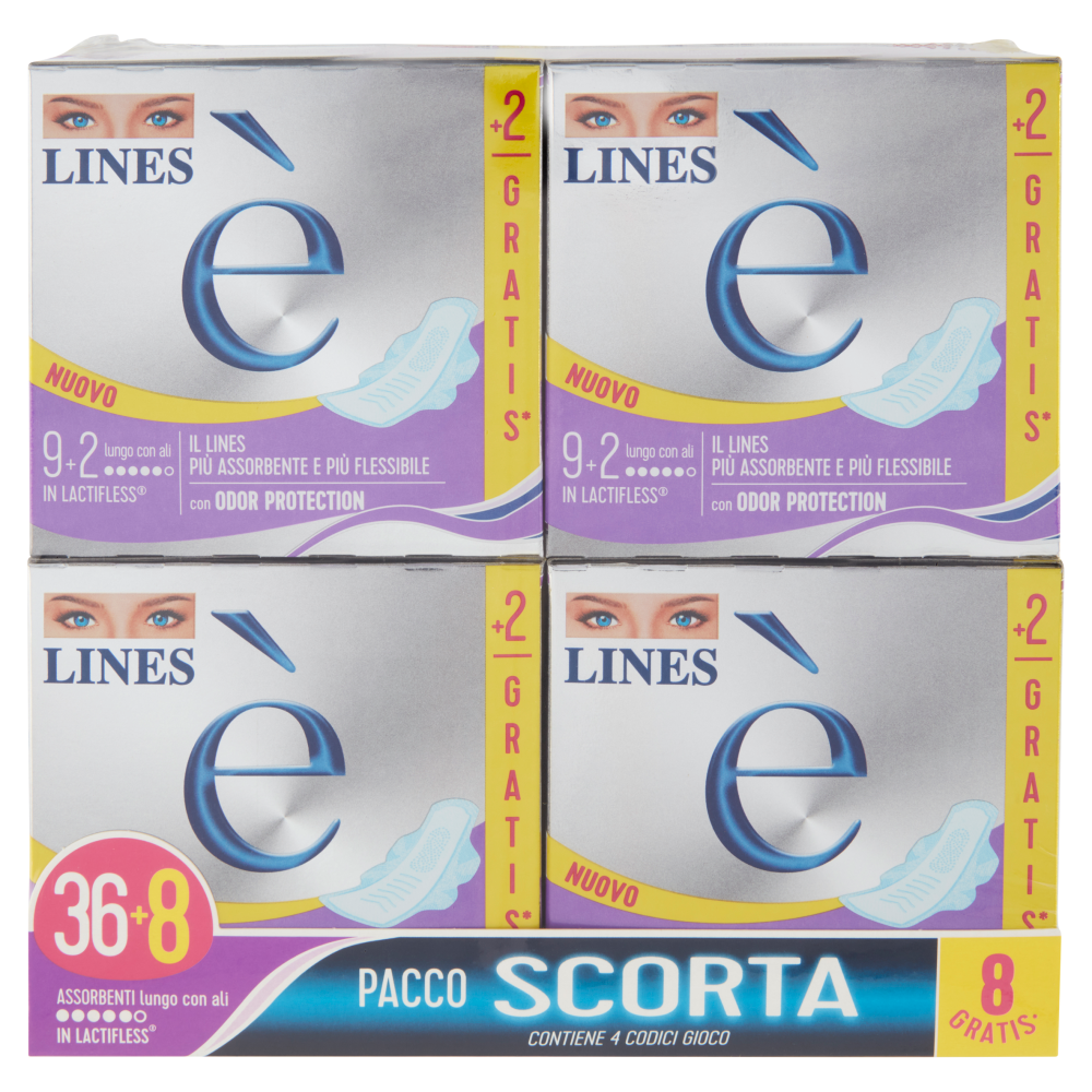 Lines è Assorbenti lungo con ali 36+8 pz