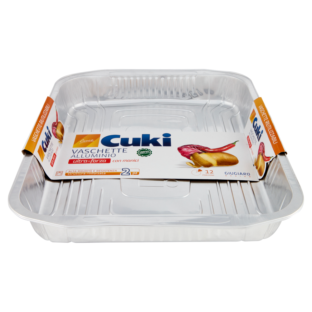 Cuki Cuoce Vaschette Alluminio ultra-forza con manici 12 Porzioni 2 pz
