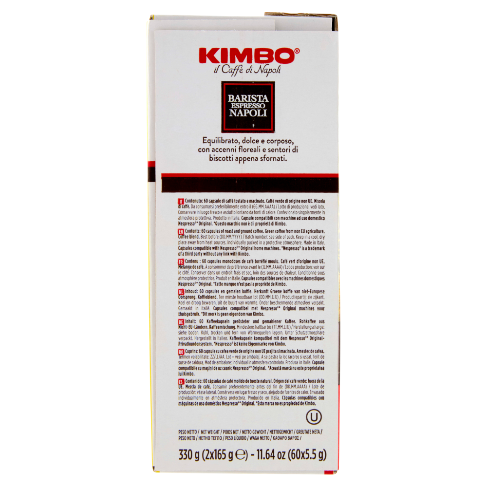 Kimbo Barista Espresso Napoli Capsule Compatibili con le Macchine Nespresso* Original 60 Caps 2x165g