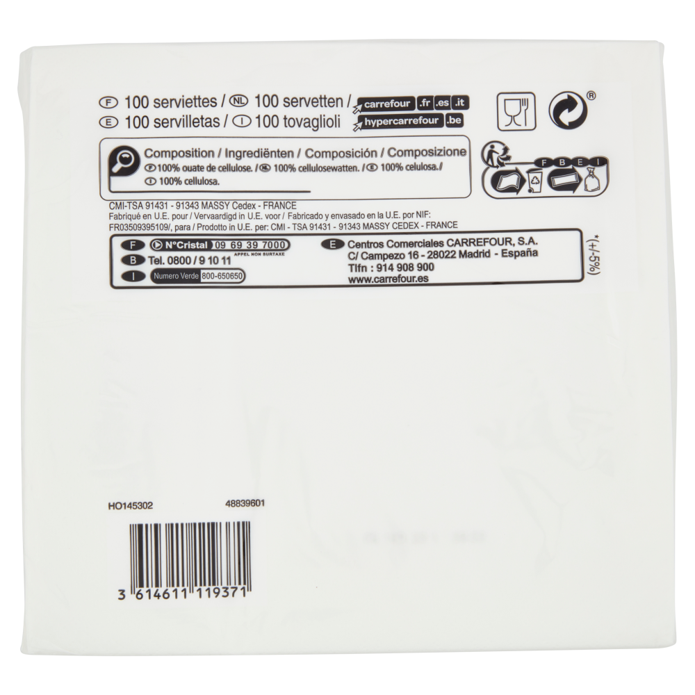 Carrefour home Tovaglioli 3 veli 40x40 cm* 100 pz