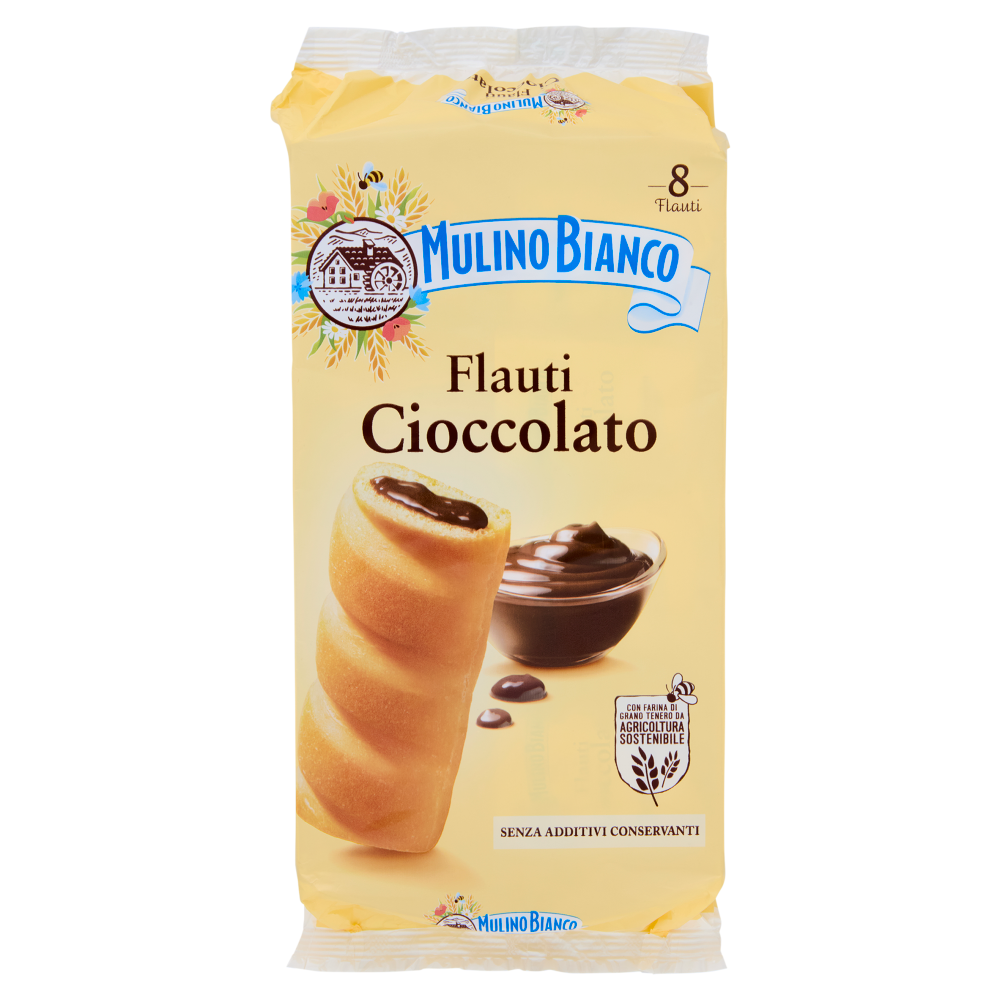 Mulino Bianco Flauti Cioccolato Merenda senza Additivi Conservanti 8 pezzi 280g
