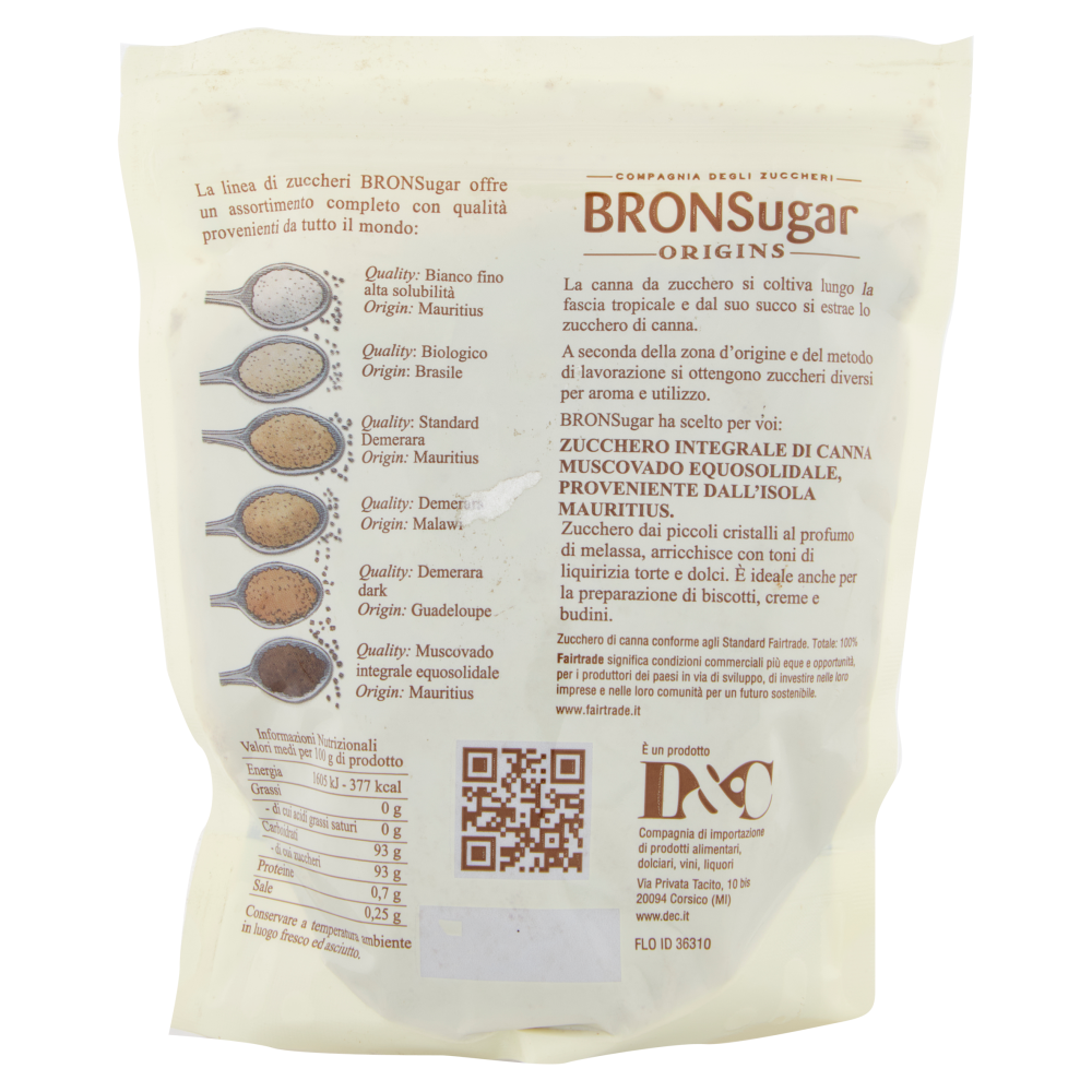 BronSugar Origins Zucchero Integrale di Canna Quality Muscovado Equosolidale Origin Mauritius 400 g