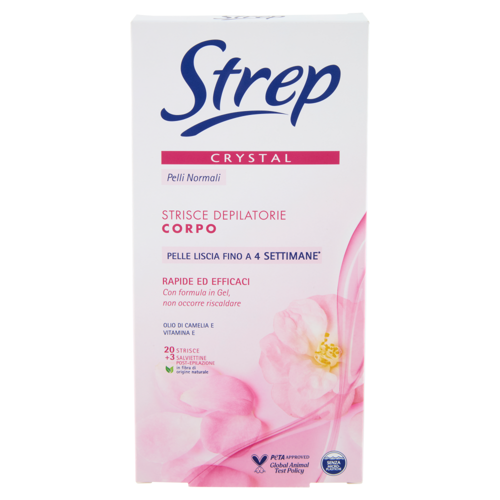Strep Crystal Strisce Depilatorie Corpo 20 Strisce + 3 Salviettine