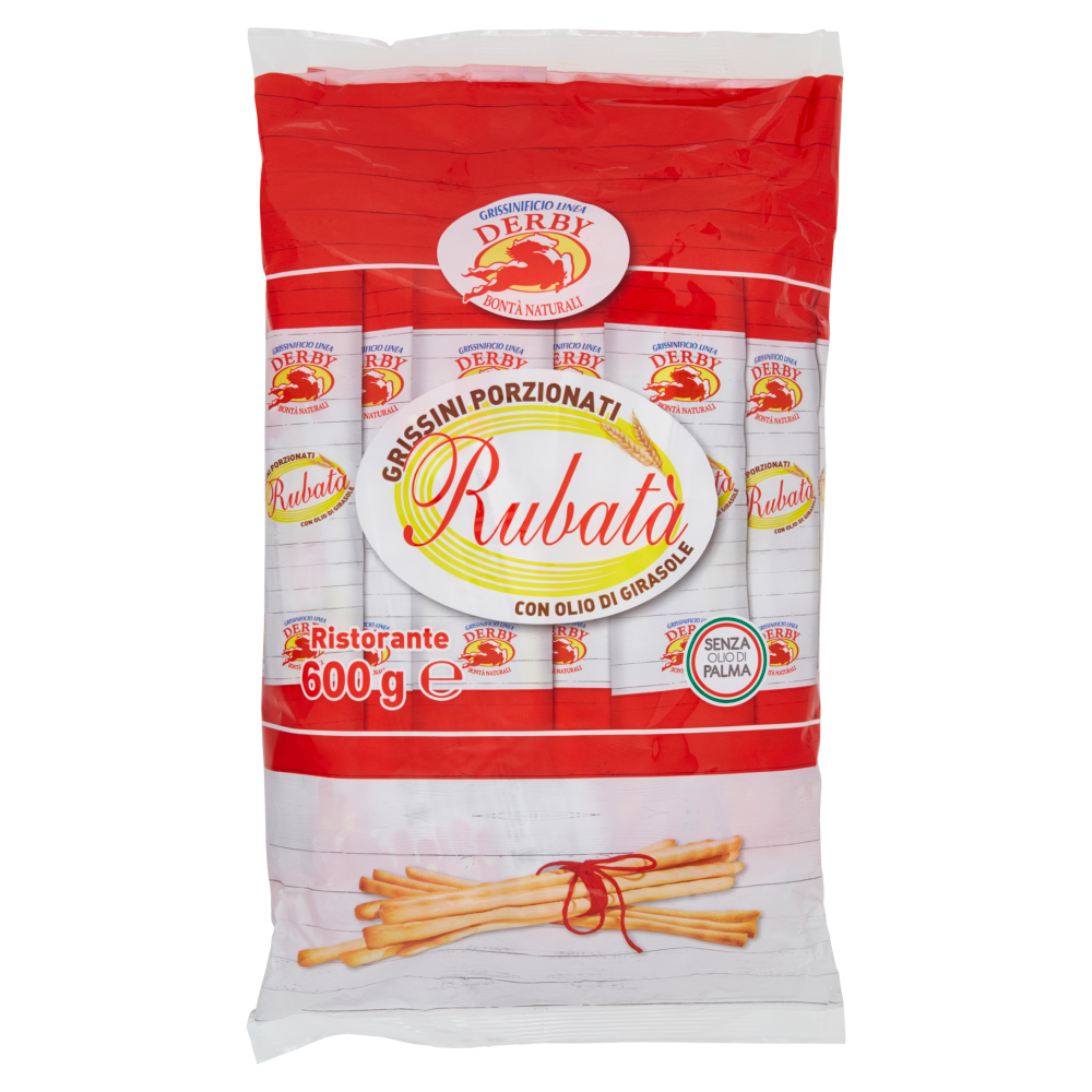 Grissinificio Linea Derby Rubatà Grissini Porzionati con Olio di Girasole 600 g