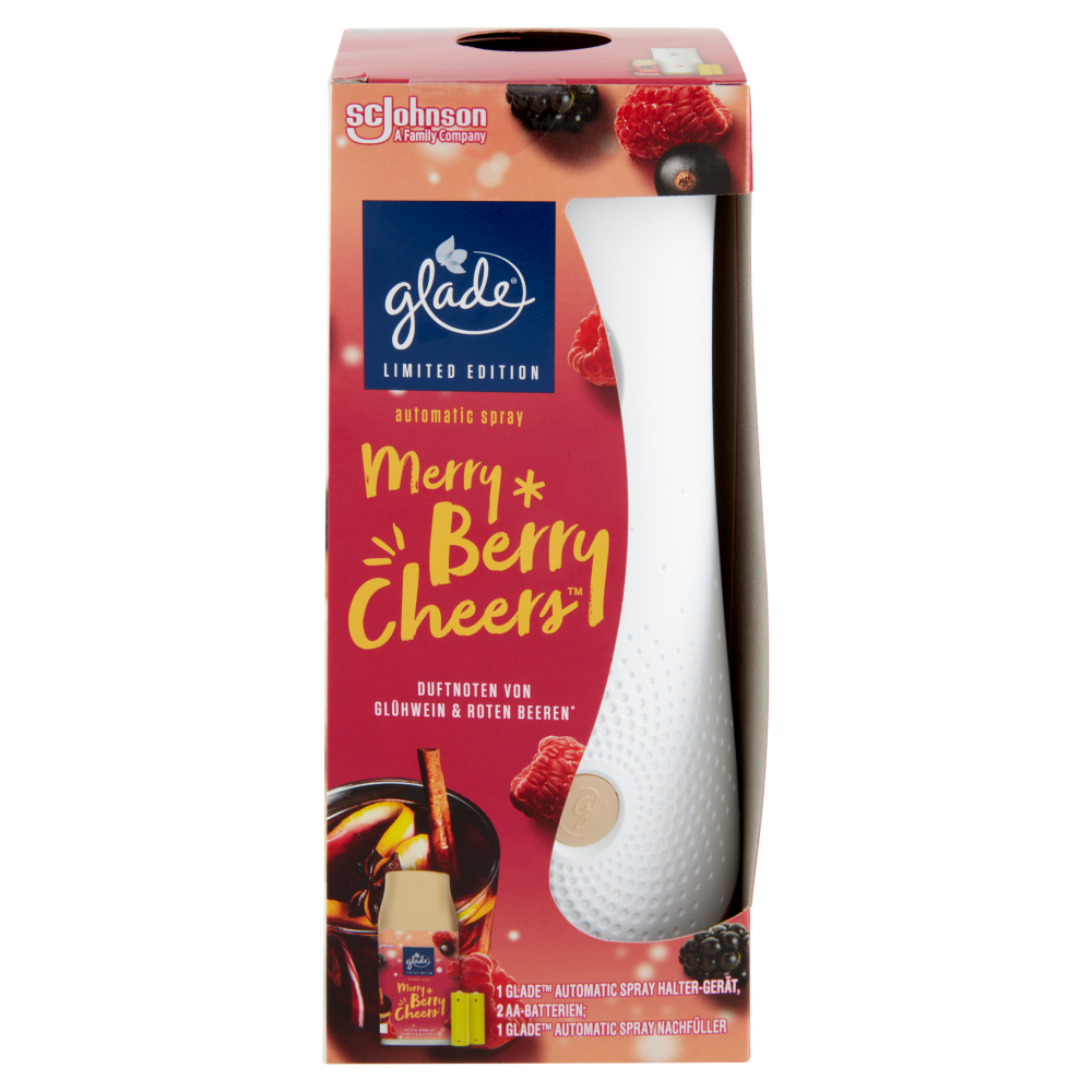 Glade Automatic Spray Profumatore Ambienti Diffusore con Ricarica Fragranza Merry Berry Cheers 269ml