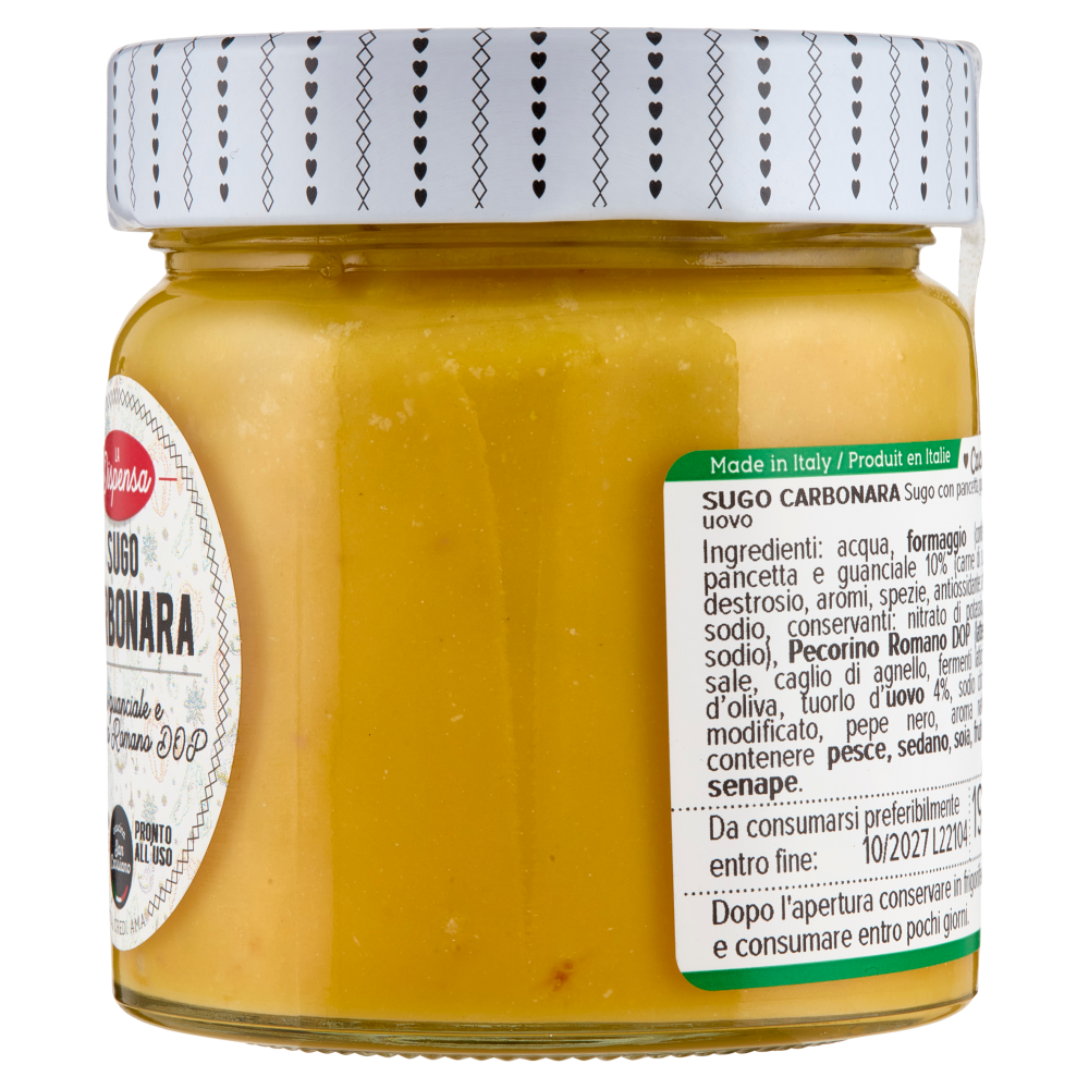 cascina San Cassiano La Dispensa Sugo Carbonara con guanciale e Pecorino Romano DOP 190 g
