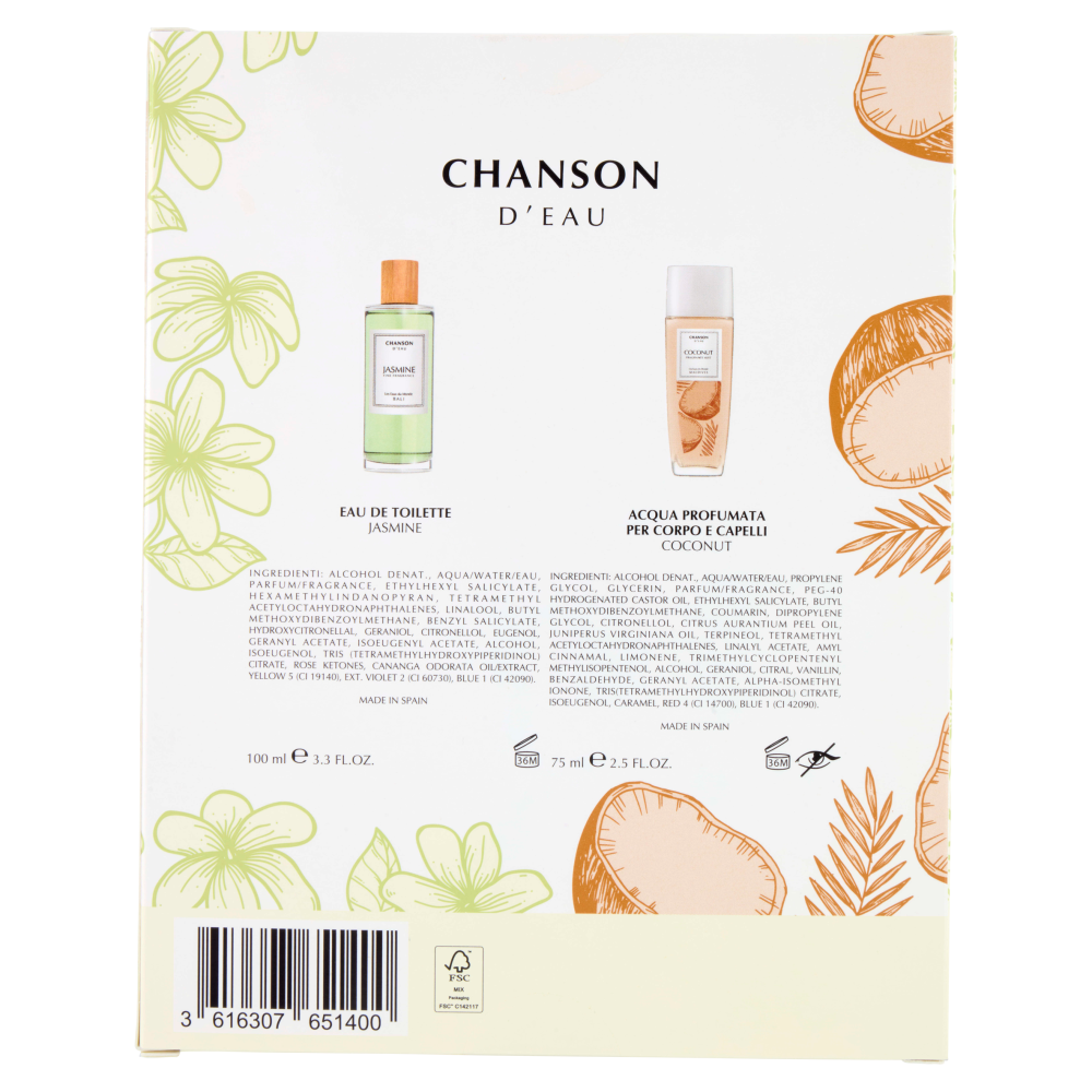 Chanson d'Eau Xmas25 Femminile Eau de Toilette Jasmine 100 ml + Body Mist Coconut 75 ml