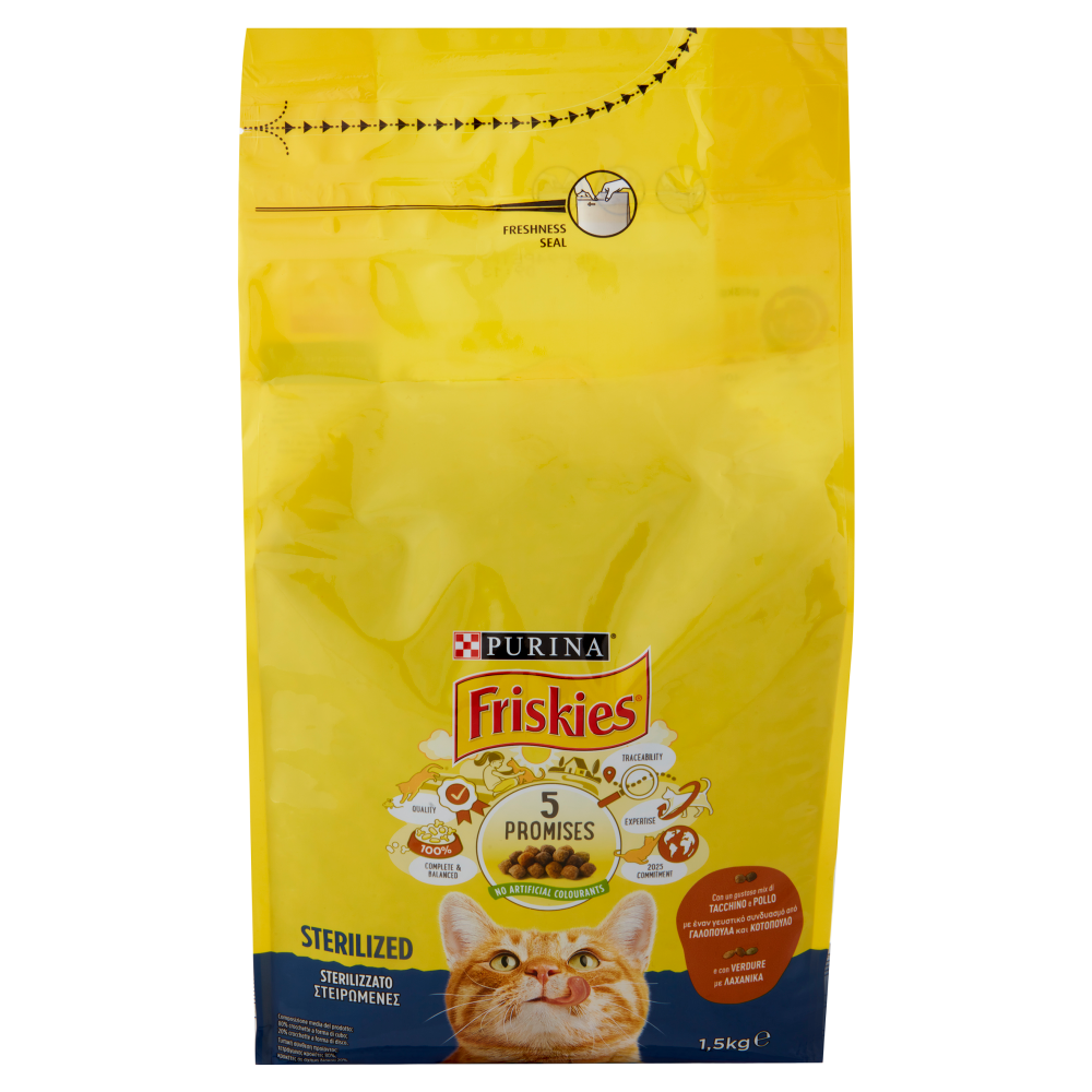 PURINA FRISKIES Sterilizzato Tacchino e Pollo e con verdure 1,5kg