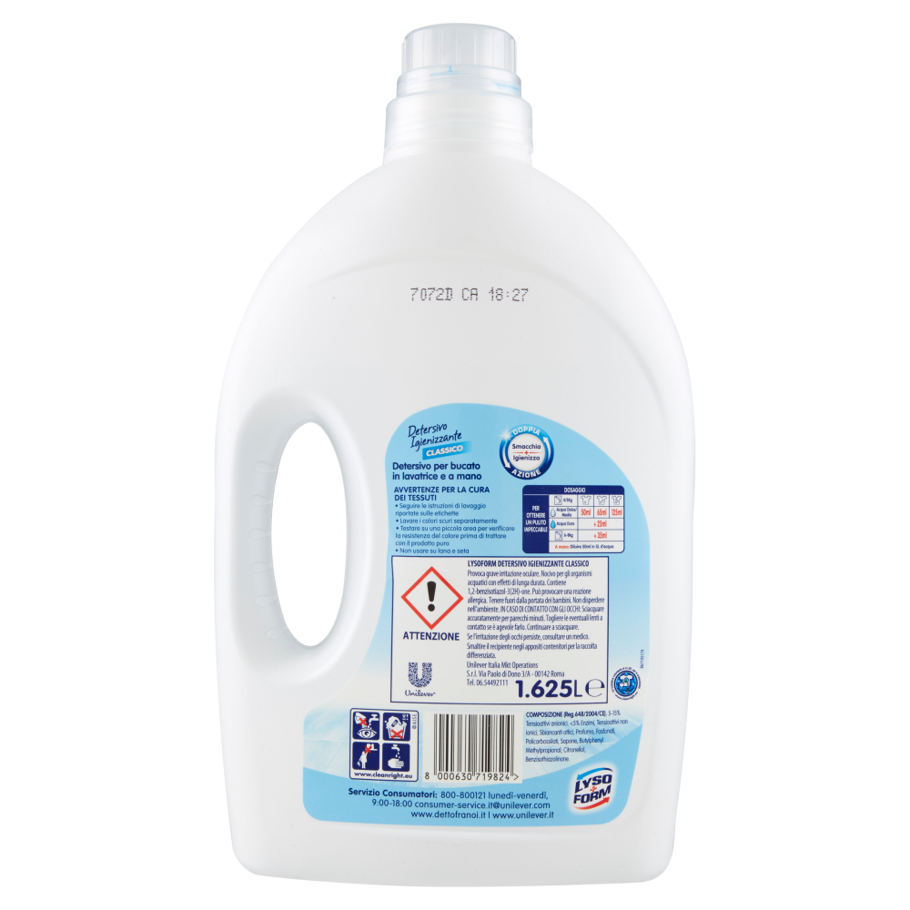 Lysoform Detersivo Igienizzante per Bucato 25 Lavaggi Classico
