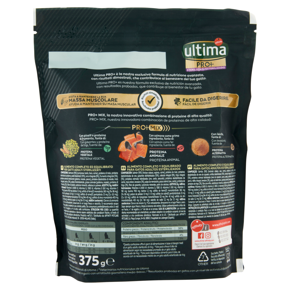 ultima Cat Pro+ Sterilizzati con Salmone 375 g