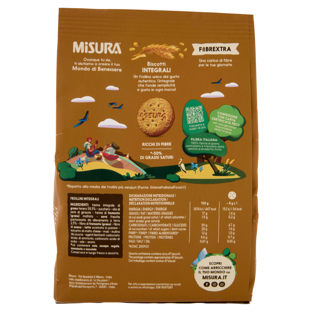 Misura Fibrextra Biscotti Integrali 380 g
