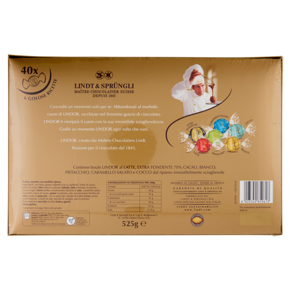 Lindt Lindor Cioccolatini assortiti cioccolato Scatola Natale 525 g