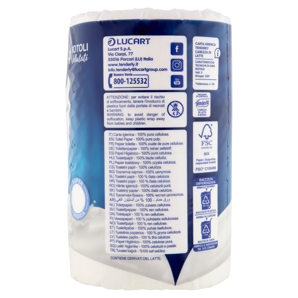 Tenderly Carezza di Latte Rotoli Vellutati 4 pz