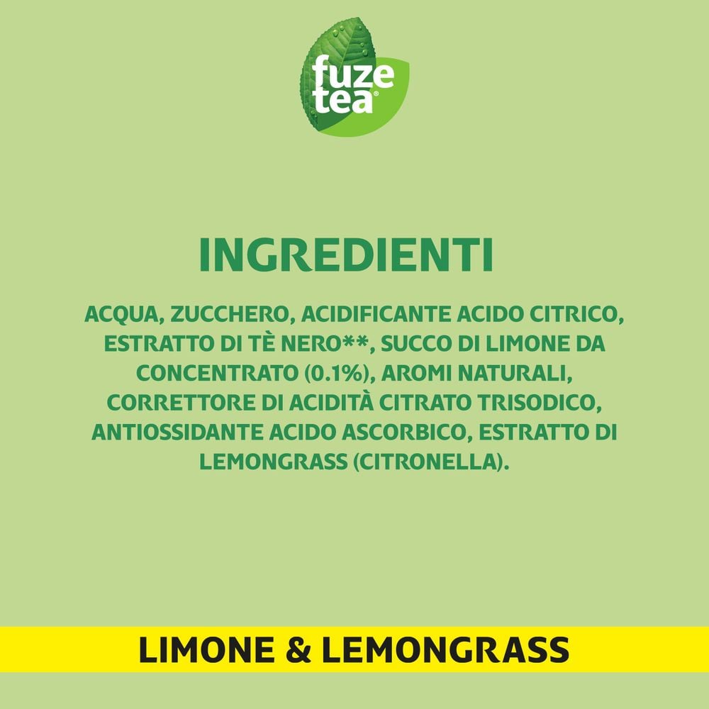 Fuze Tea, Tè Nero Limone Con Una Nota Di Lemongrass 400ml