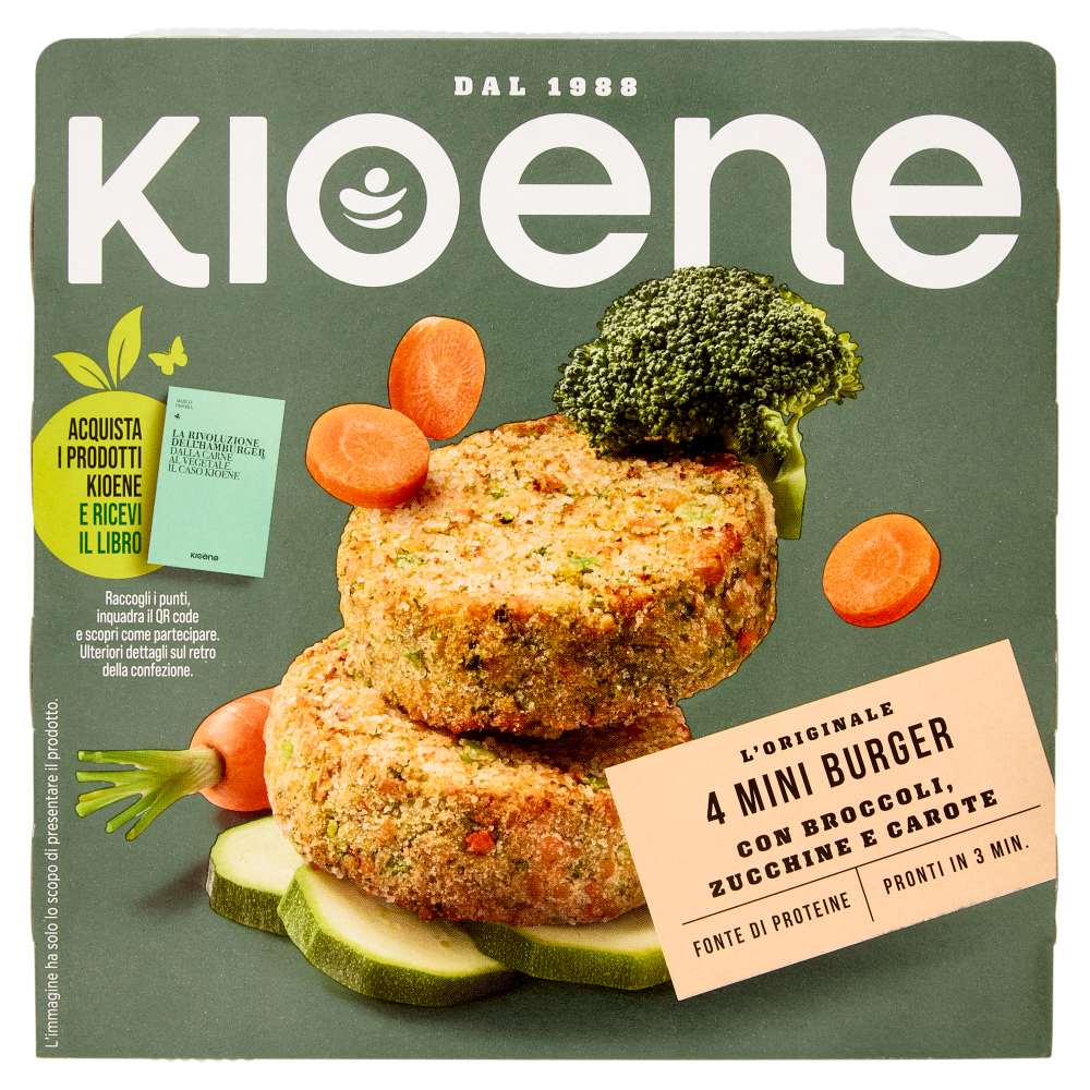 Kioene l'Originale 4 Mini Burger con Broccoli, Zucchine e Carote 200 g