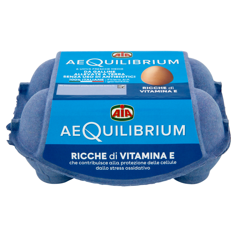 Aia aeQuilibrium 6 Uova Fresche Medie da Galline Allevate a Terra Senza Uso di Antibiotici