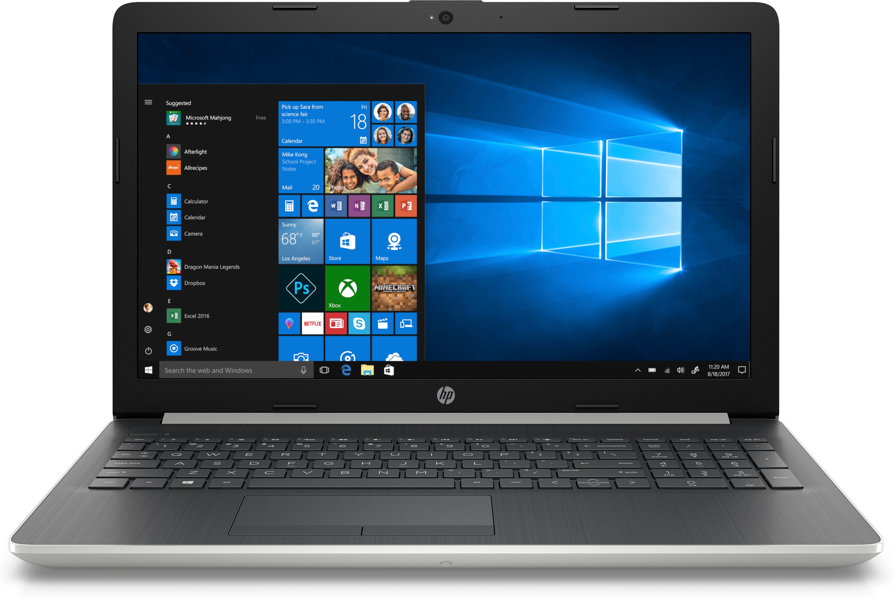HP Notebook - 15-da0125nl Intel® Core™ i5 i5-7200U Computer portatile 39,6 cm (15.6") HD 8 GB DDR4-SDRAM 1 TB HDD NVIDIA® GeForce® MX110 Wi-Fi 5 (802.11ac) Windows 10 Home Argento