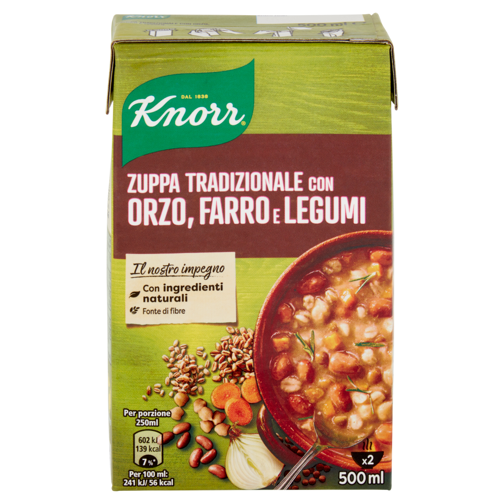 Knorr Zuppa Tradizionale con Orzo, Farro e Legumi 500 ml