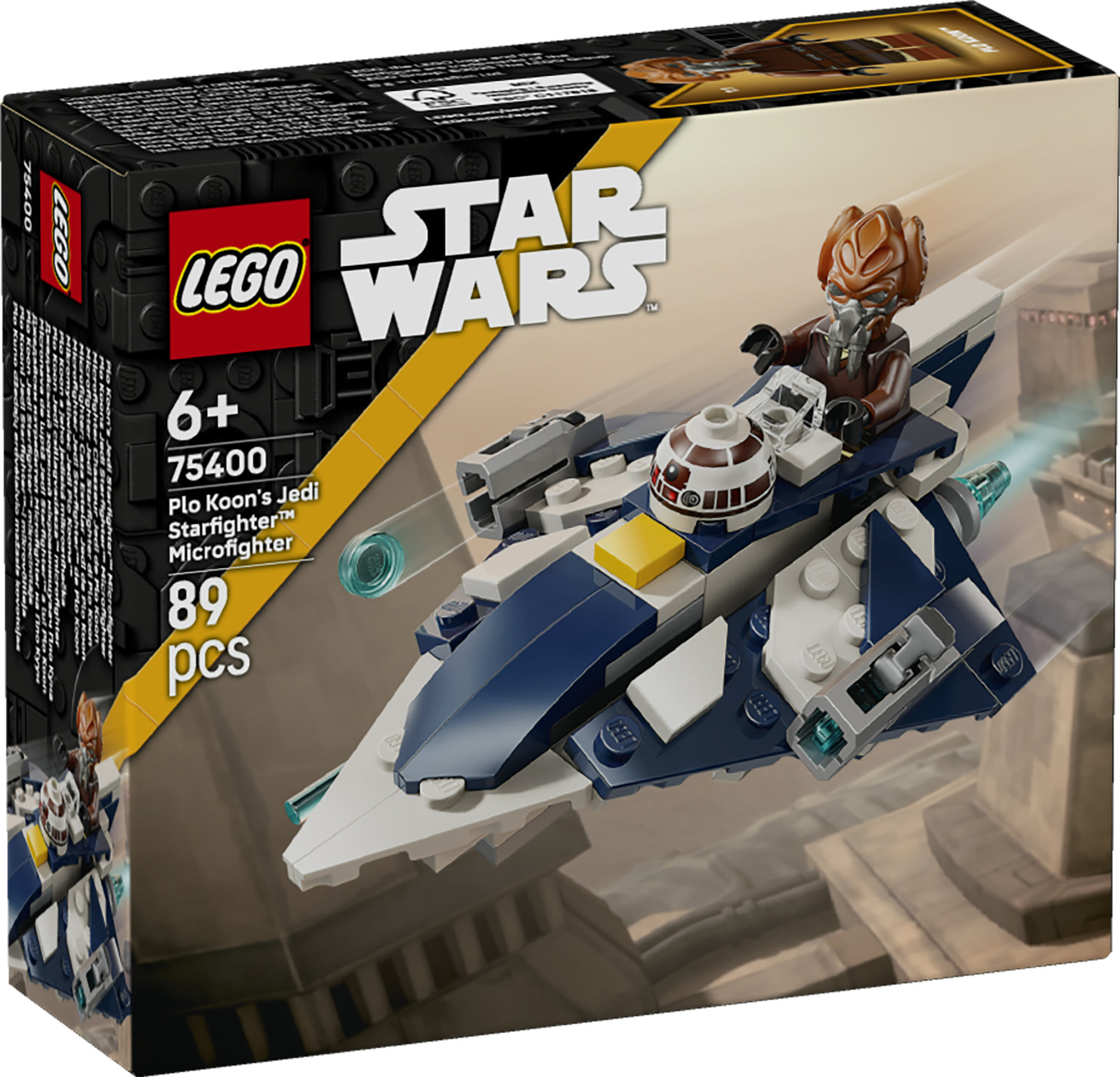 LEGO Star Wars 75400 Microfighter Jedi Starfighter di Plo Koon, Astronave Giocattolo con 2 Shooter e Minifigure, Regalo da 6+