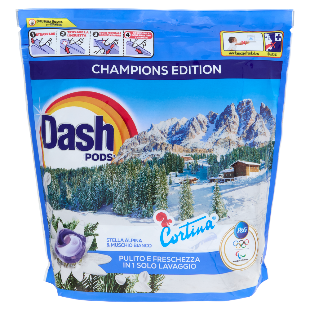 Dash Pods Detersivo Lavatrice In Capsule, Cortina Stella Alpina & Muschio Bianco, 60 Lavaggi 1176 g