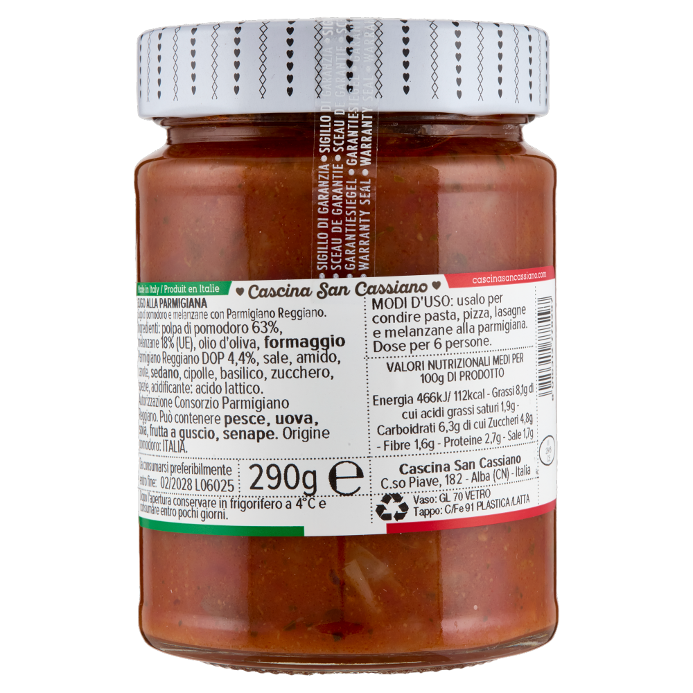 cascina San Cassiano La Dispensa Sugo Parmigiana con Melanzane 290 g