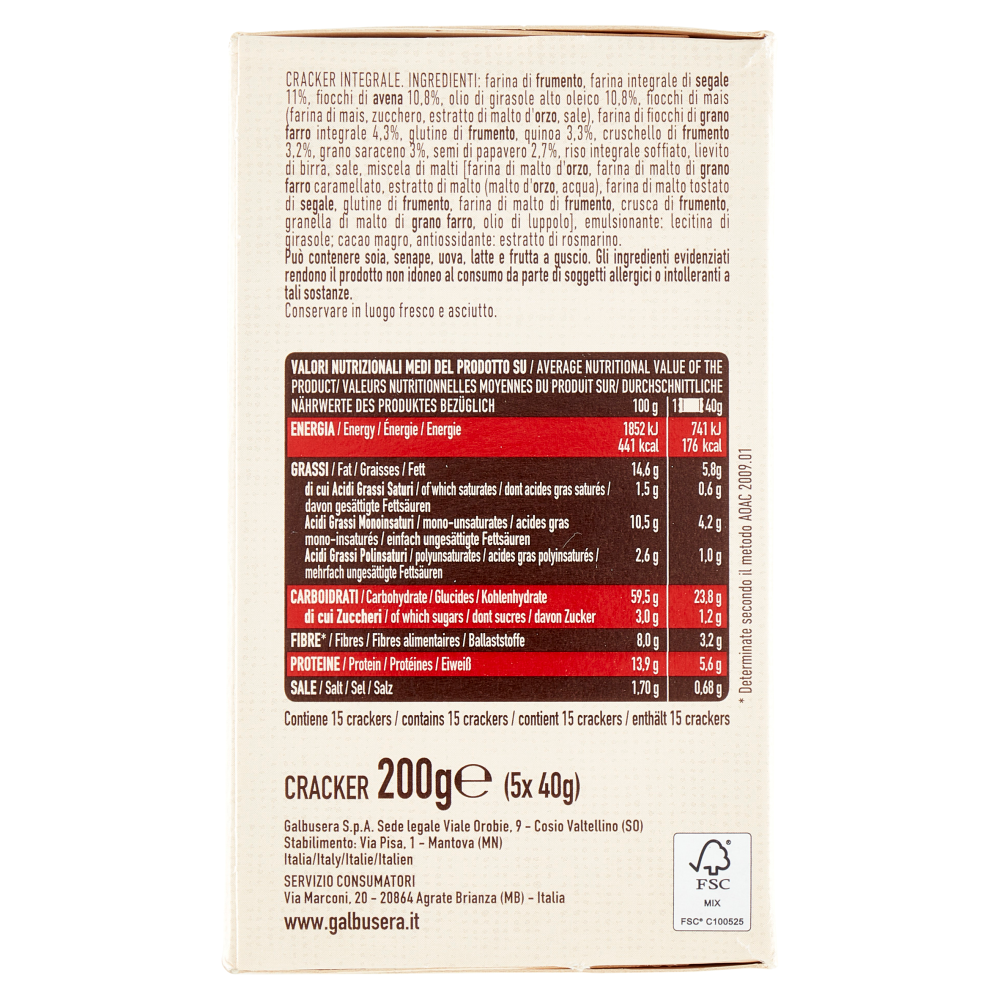 Galbusera BelleBuone il Cracker che non c'era 5 Cereali 5 x 40 g