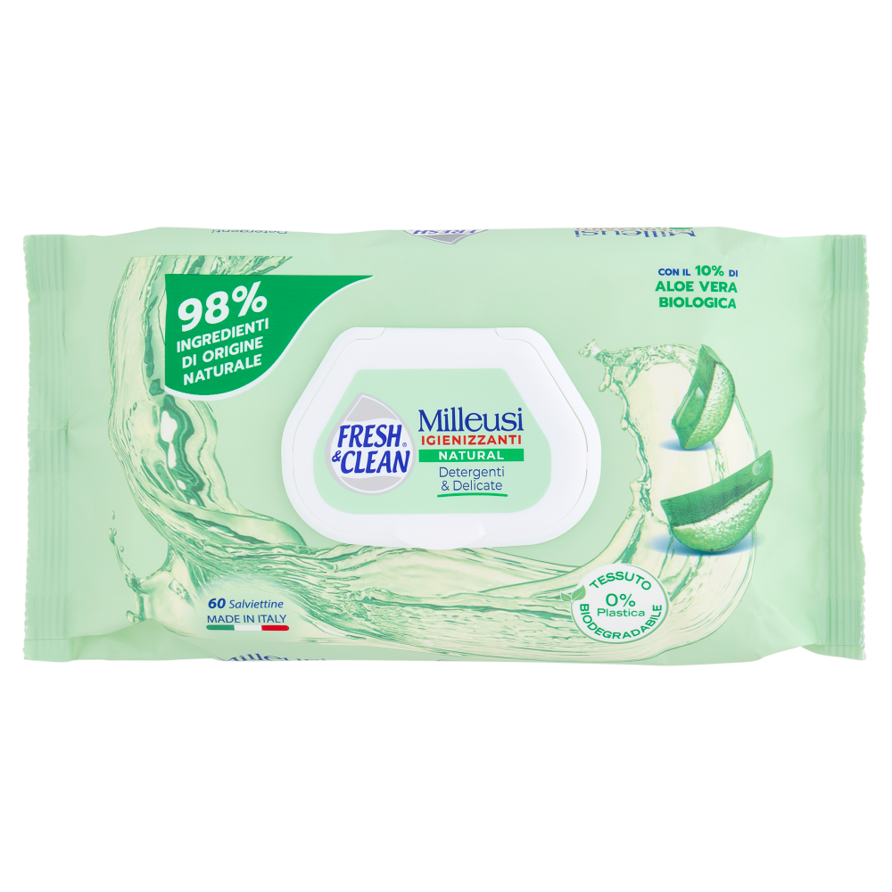 Fresh & Clean Salviettine Milleusi Igienizzanti Natural 60 pz