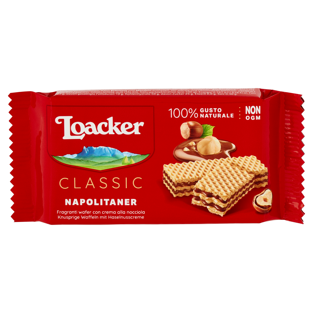 Loacker Classic Napolitaner Wafer con crema alle nocciole 100% italiane Wafers 45g