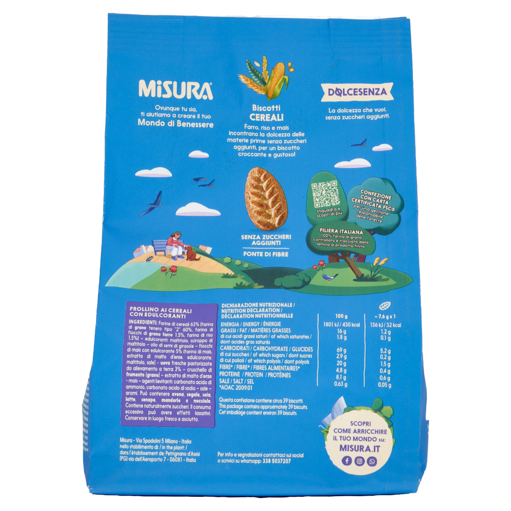 Misura Dolcesenza Biscotti Cereali 300 g