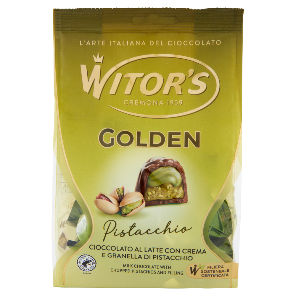 Witor's Golden Pistacchio Cioccolato al Latte con Crema e Granella di Pistacchio 200 g