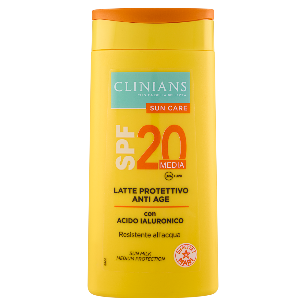 Clinians Sun Care Latte Protettivo Anti Age con Acido Ialuronico SPF 20 Media 200 mL